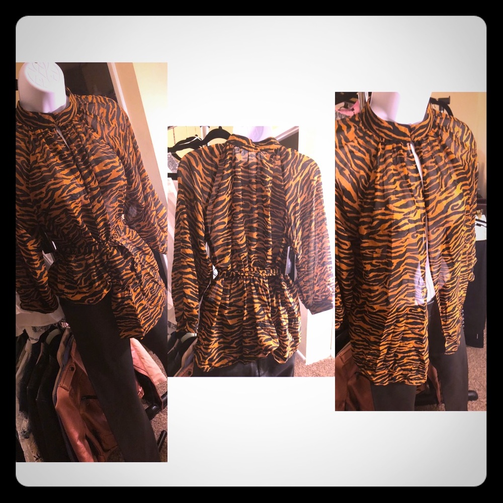 Sheer Brown zebra print blouse